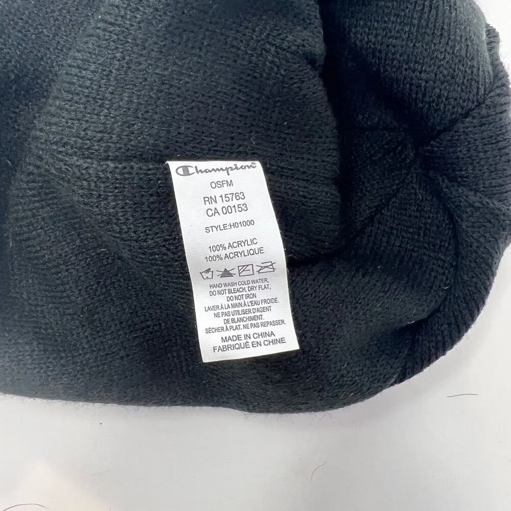 Champion Black with White 'C's Fleece Beanie
